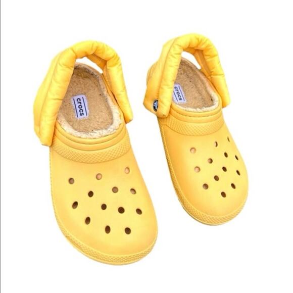 CROCS Classic Lined Neo Puff Clogs Unisex Size M5 W7 Yellow - Picture 3 of 16